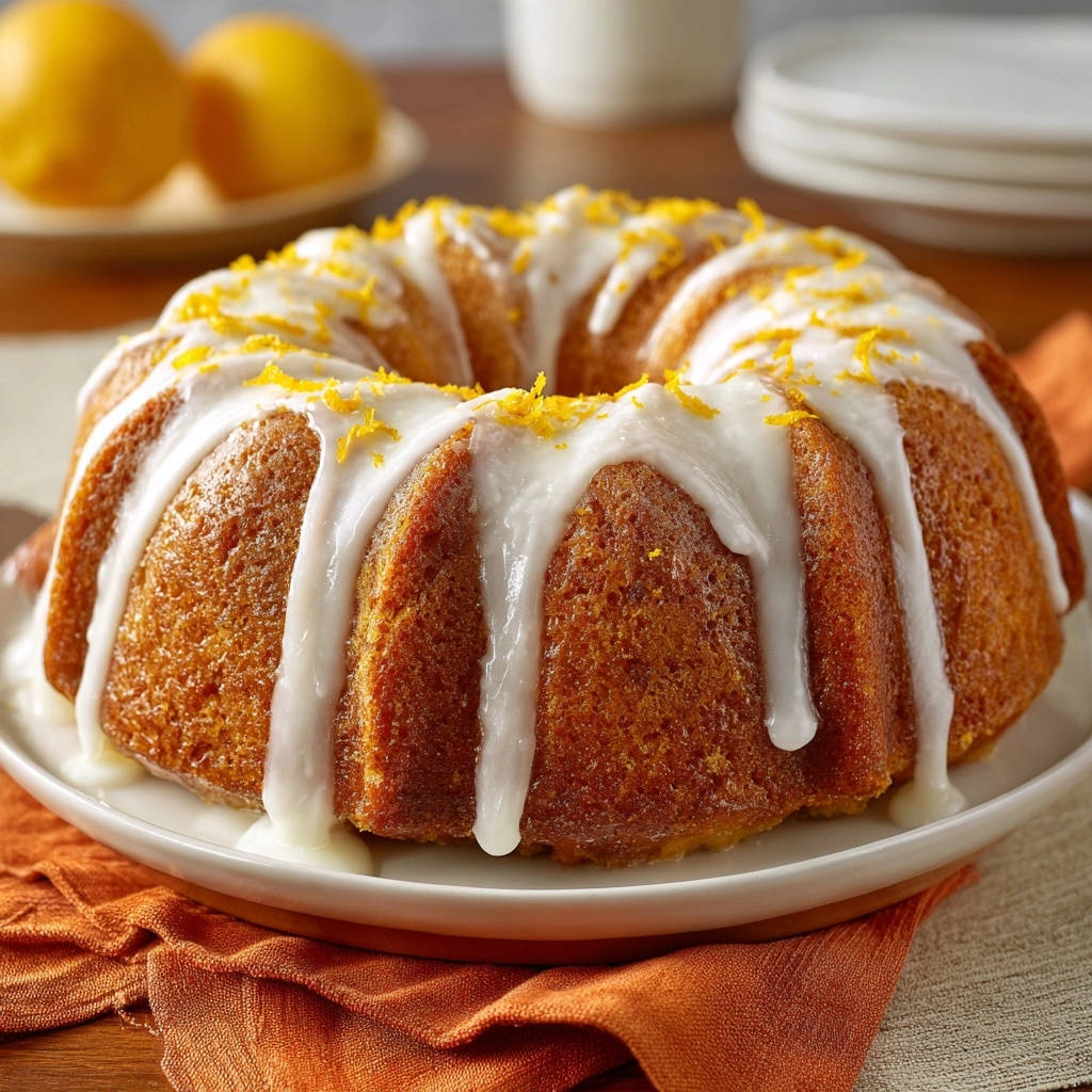 Zitronenkuchen, frisch gebacken und mit einer reichhaltigen Glasur überzogen, präsentiert sich in einer verführerischen Draufsicht. Die zitronige Note wird durch die Zesten noch verstärkt.