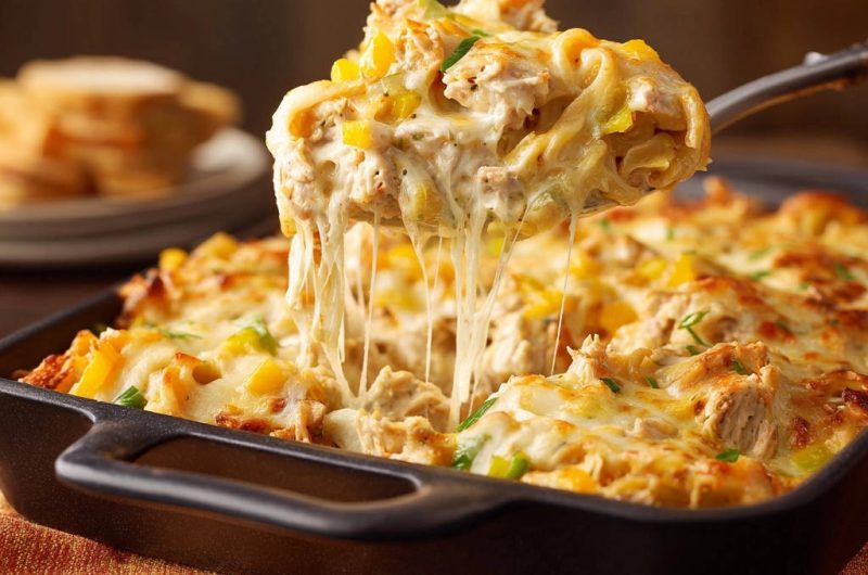 Cremiger Hähnchen-Nudelauflauf