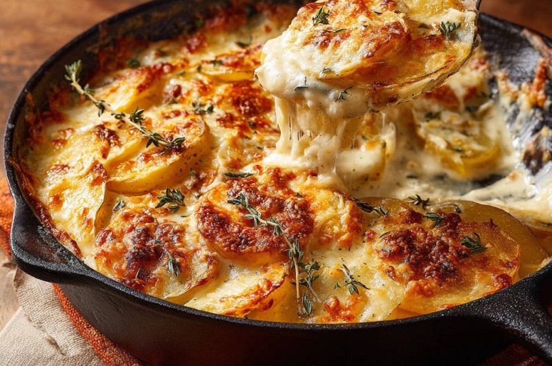 Cremiges Kartoffelgratin aus der Pfanne