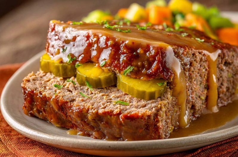 Herzhafter Hackbraten mit Gurkenfüllung