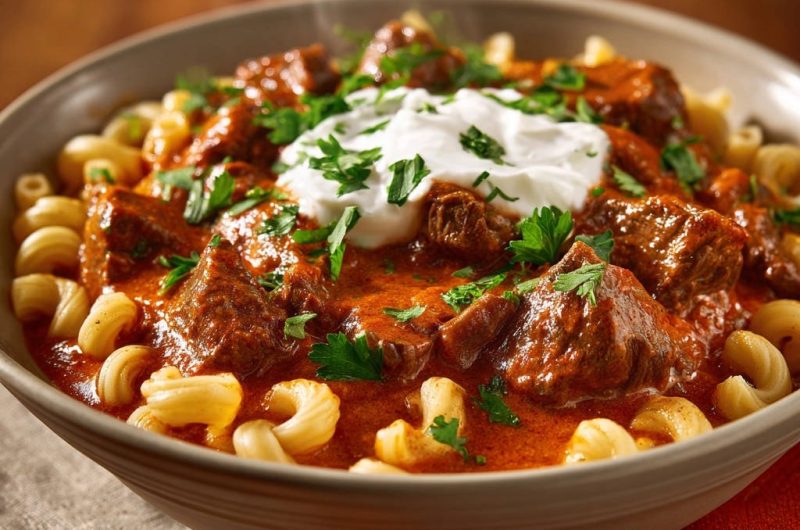 Herzhaftes Rindergulasch mit Makkaroni