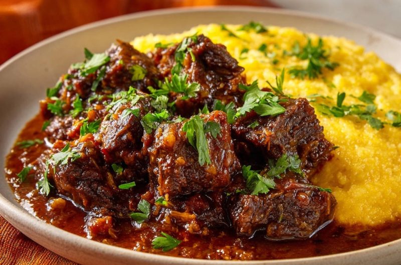 Herzhaftes Rinderschmorrfleisch mit cremiger Polenta