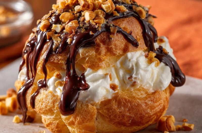 Knusprige Windbeutel mit Sahne und Schokolade