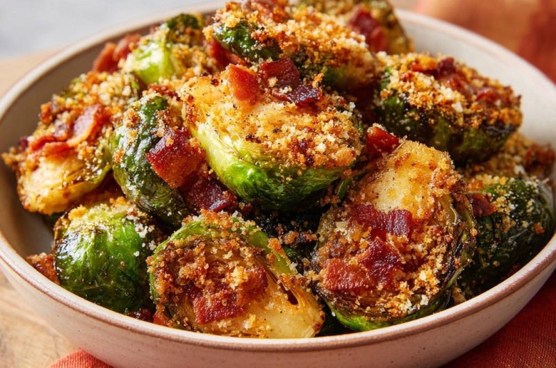 Knuspriger Rosenkohl mit Bacon-Bröseln