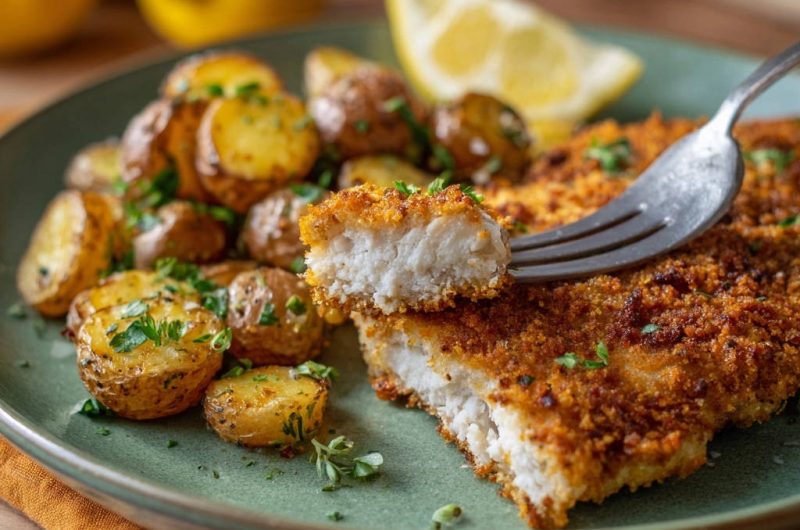 Knuspriges Fischfilet mit Rosmarinkartoffeln