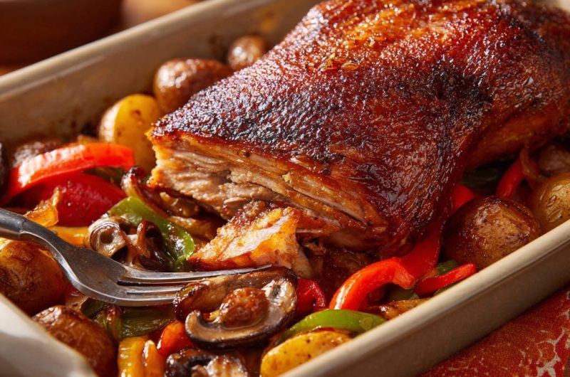 Knuspriges Ofen-Geflügel mit mediterranem Gemüse