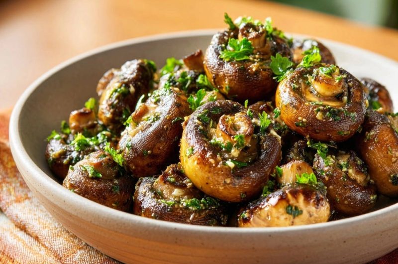 Perfekt gebratene Knoblauch-Champignons