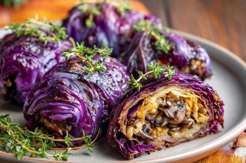 Rote Krautwickel mit Pilzfüllung