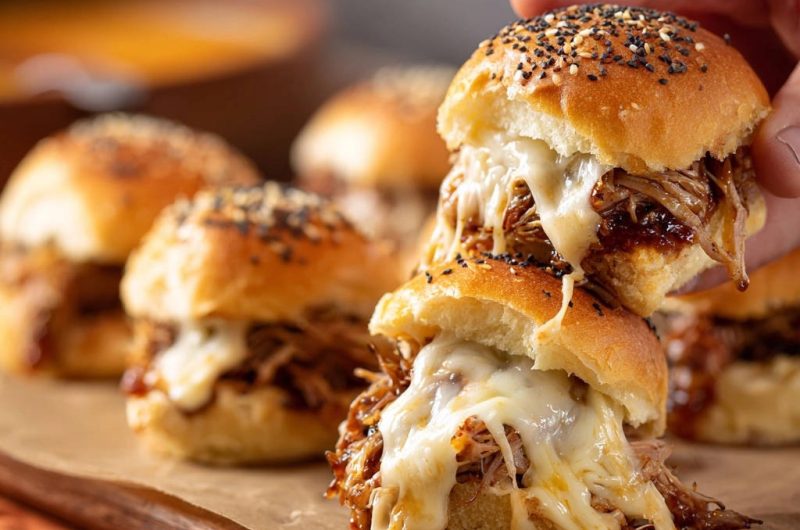 Saftige Pulled Chicken Sliders mit Käse