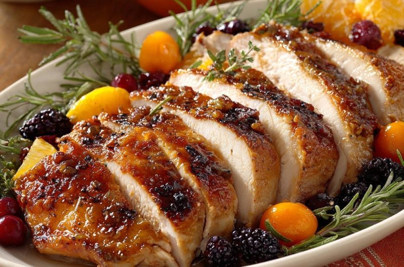 Saftige Putenbrust mit Orangen-Beeren-Glasur