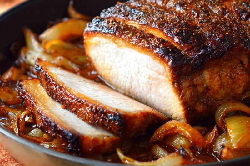 Saftiger Braten mit karamellisierten Zwiebeln