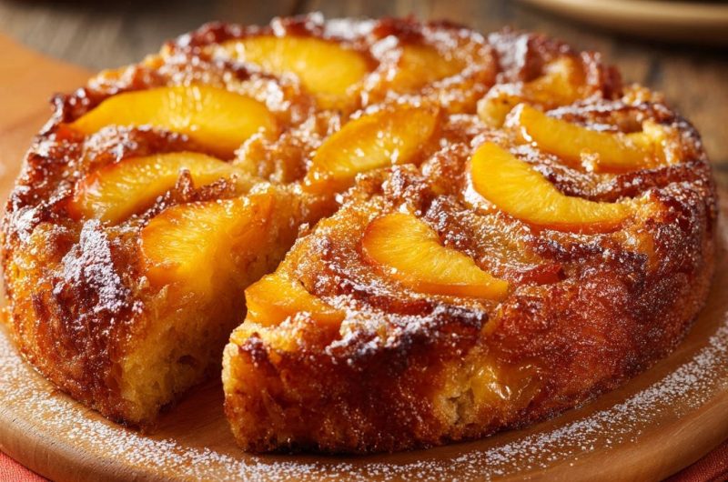 Saftiger Pfirsich-Sturzkuchen