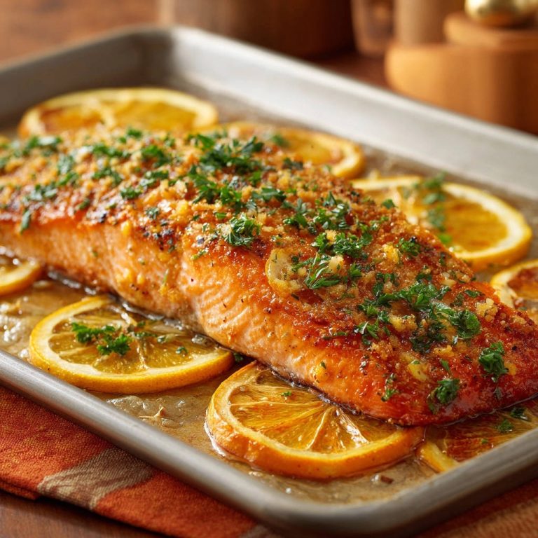 Saftiges Lachsfilet vom Blech mit knuspriger Kräuter-Zitrus-Kruste: So gelingt’s!