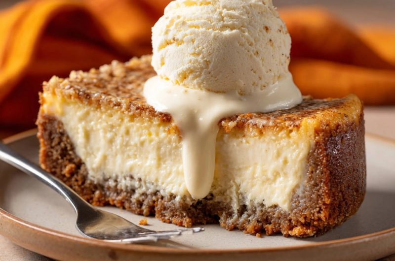 Traumhaft cremiger Käsekuchen mit Vanilleeis