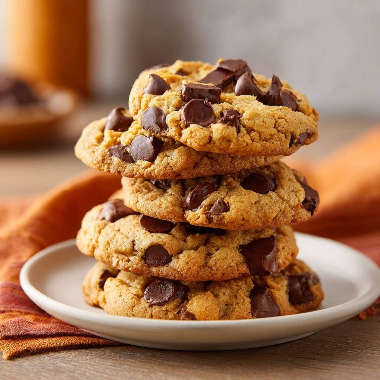 Klassische Chocolate Chip Cookies, gestapelt auf einem weißen Teller, zeigen eine Nahaufnahme der knusprigen, schokoladenreichen Textur.