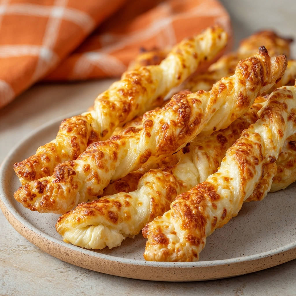 Knusprige Kase Stangen Nahaufnahme 1 Knusprige Käse-Stangen in Nahaufnahme, perfekt gleichmäßig gebacken und auf einem Teller serviert, mit goldbrauner Kruste.