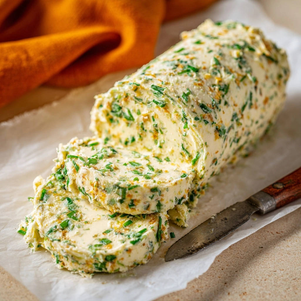 Meine Geheim Kraeuterbutter Querschnitt Nahaufnahme 1 Meine Geheim-Kräuterbutter zeigt hier einen Nahaufnahme-Querschnitt, der die cremige Textur und die frischen Kräuter deutlich macht.