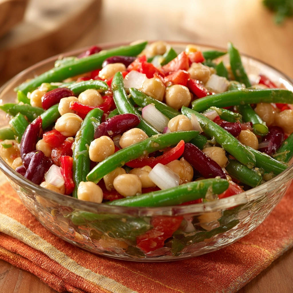 Farbenfroher Bohnen-Kichererbsen-Salat