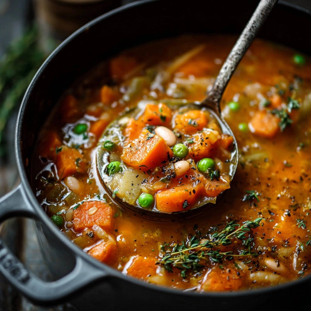 Herzhafter Kürbis-Bohnen-Eintopf mit Erbsen