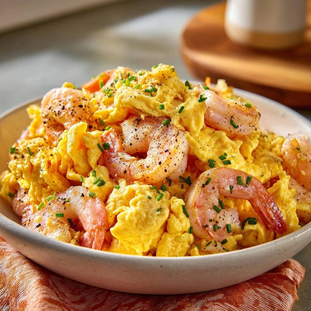 Rührei mit Garnelen