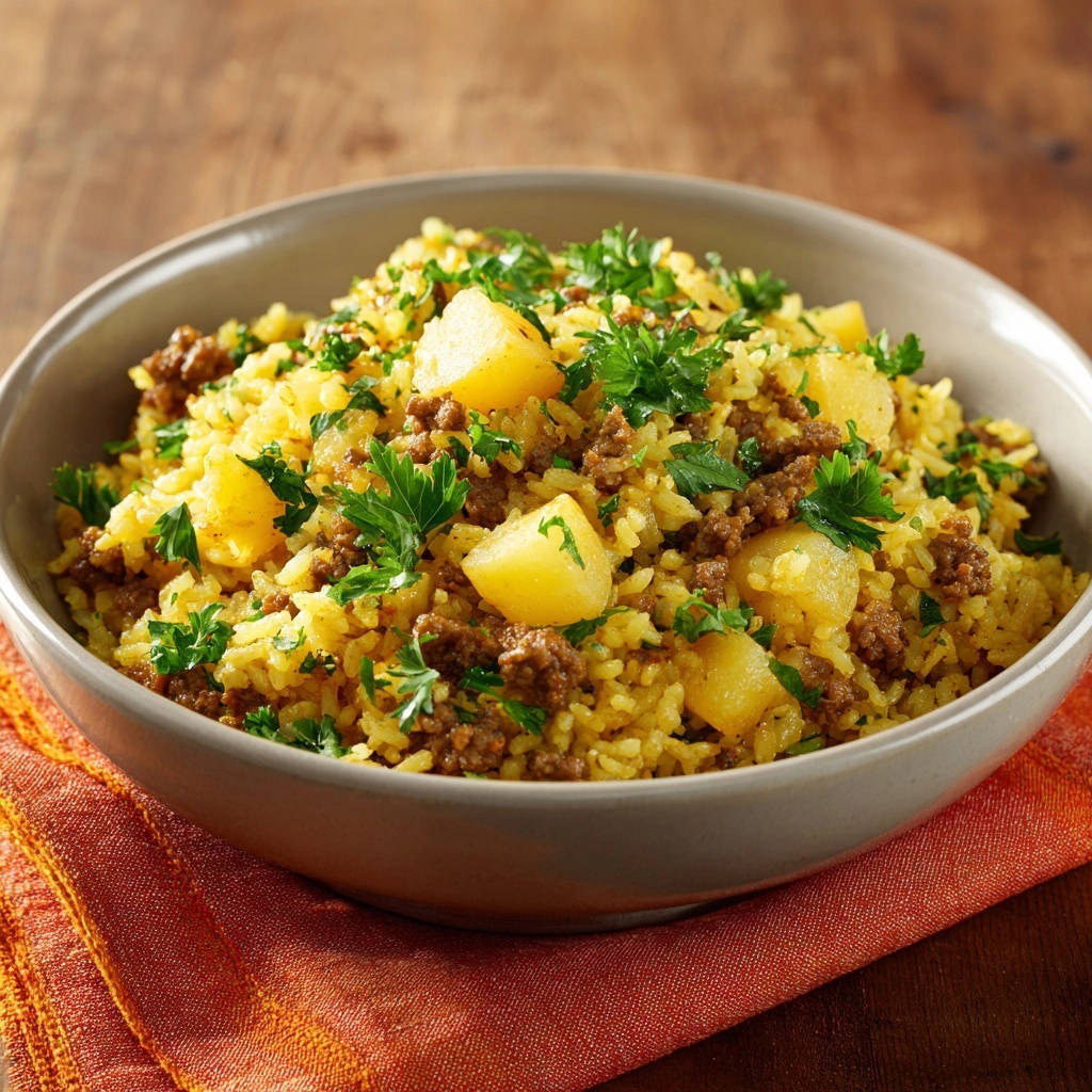 Würziger Hackfleisch-Kartoffel-Reis