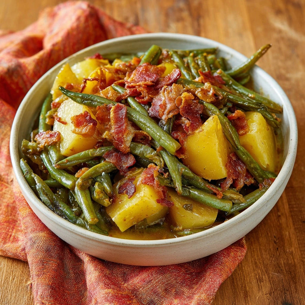 Herzhafter Bohnen-Kartoffel-Eintopf mit Speck