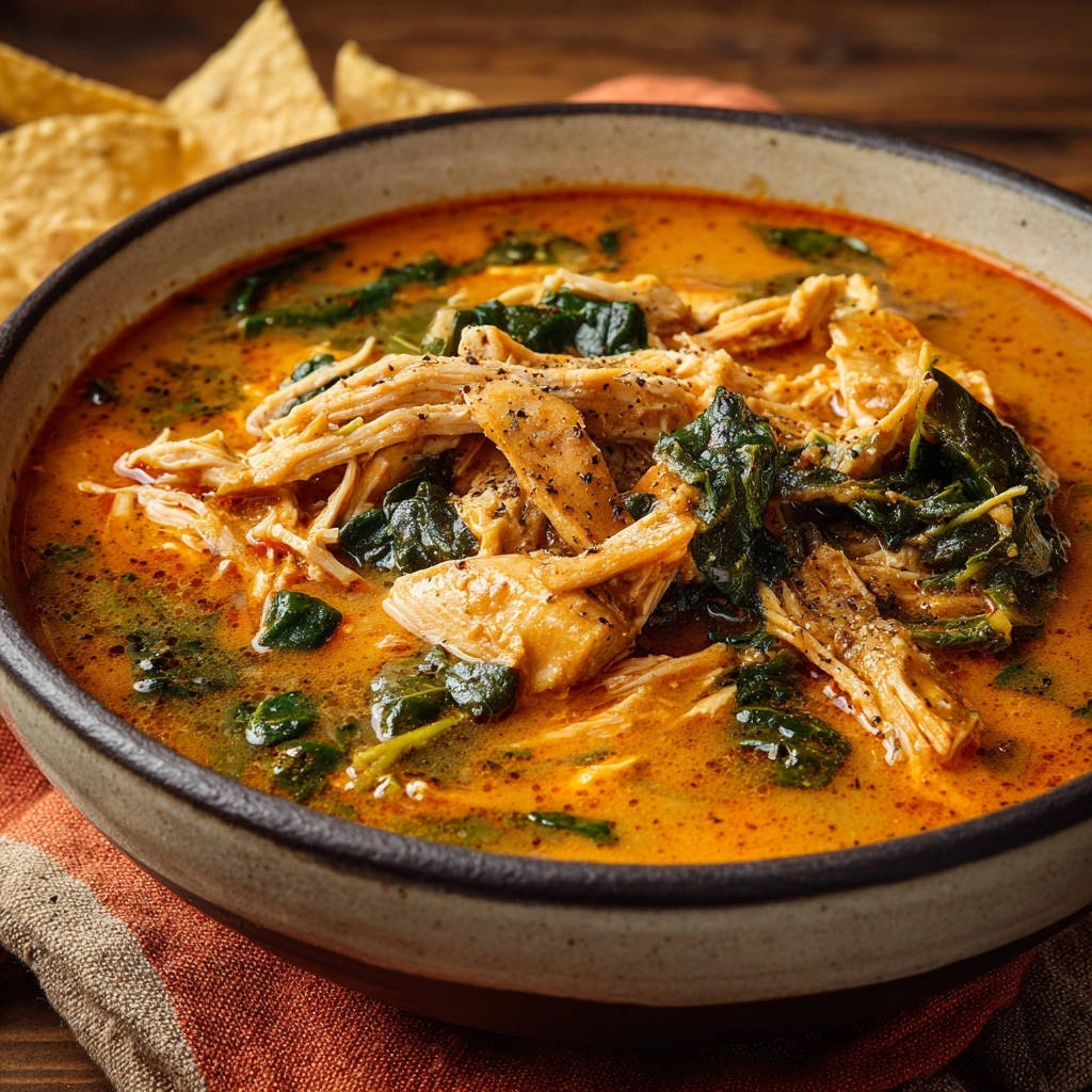 Cremiges Hähnchen-Spinat-Süppchen