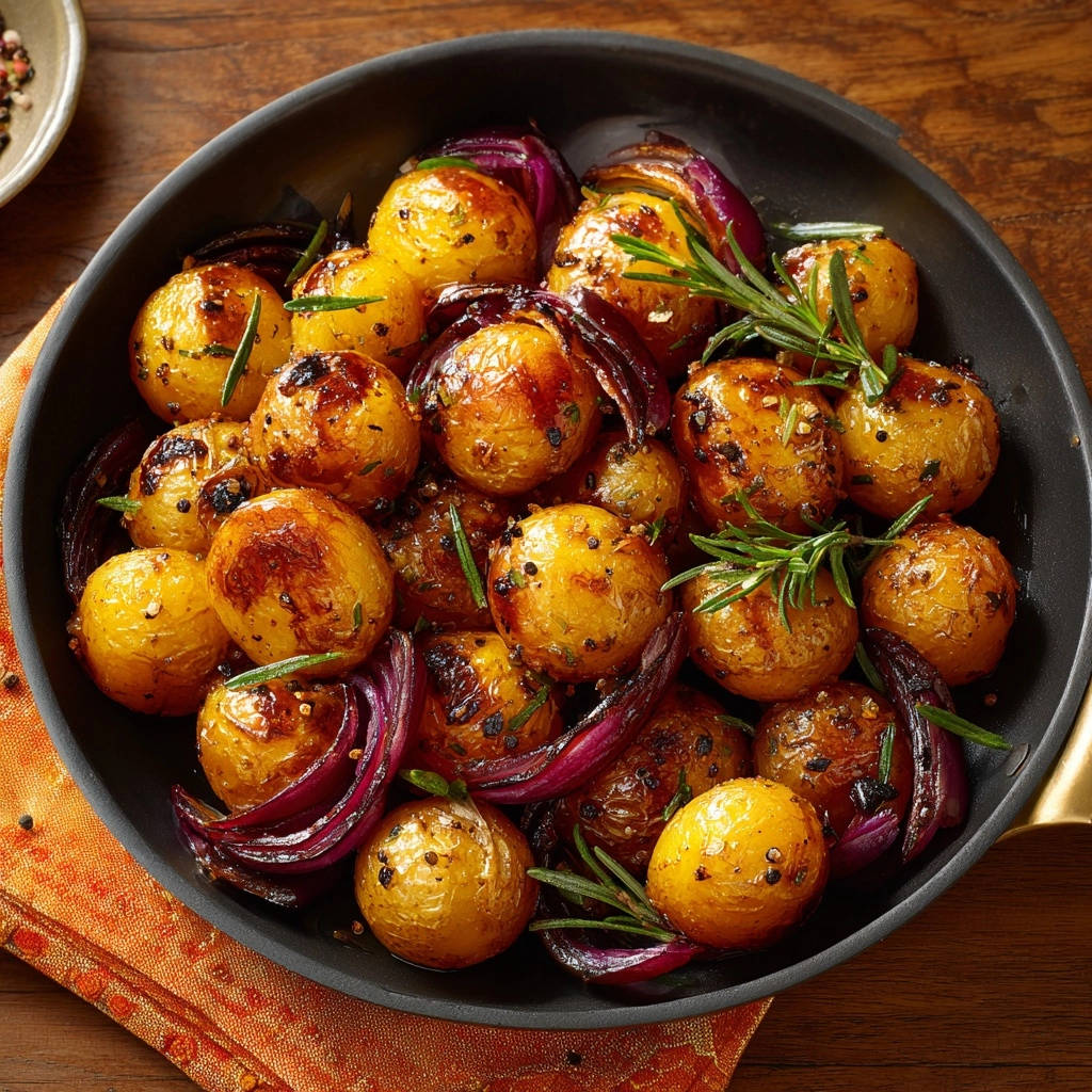Ofenkartoffeln mit Rosmarin und roten Zwiebeln