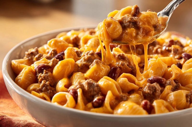 Cremige Rinderhack-Pasta mit Kidneybohnen