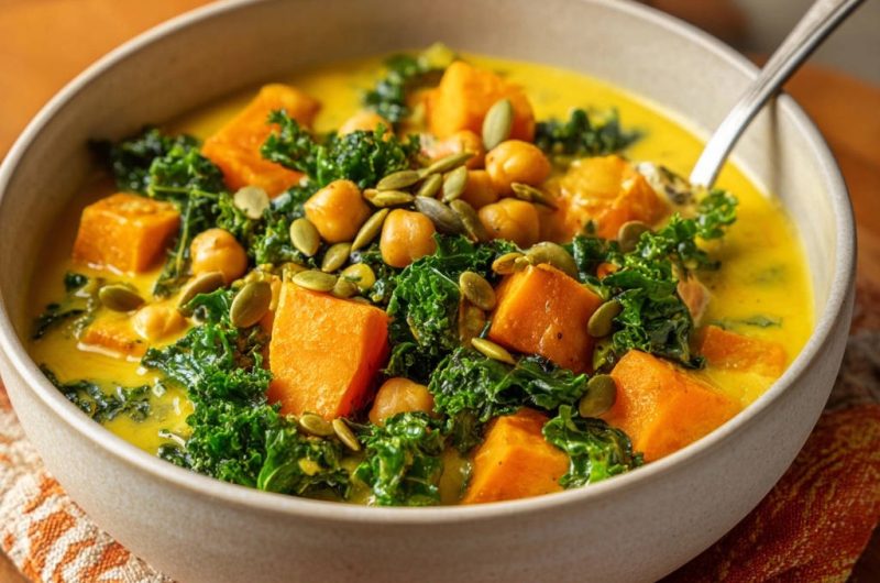 Cremiger Süßkartoffel-Grünkohl-Eintopf