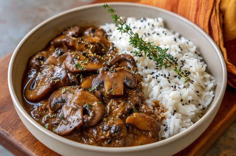 Cremiges Pilzragout mit Reis