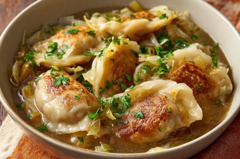 Deftige Teigtaschen in herzhafter Kohl-Brühe