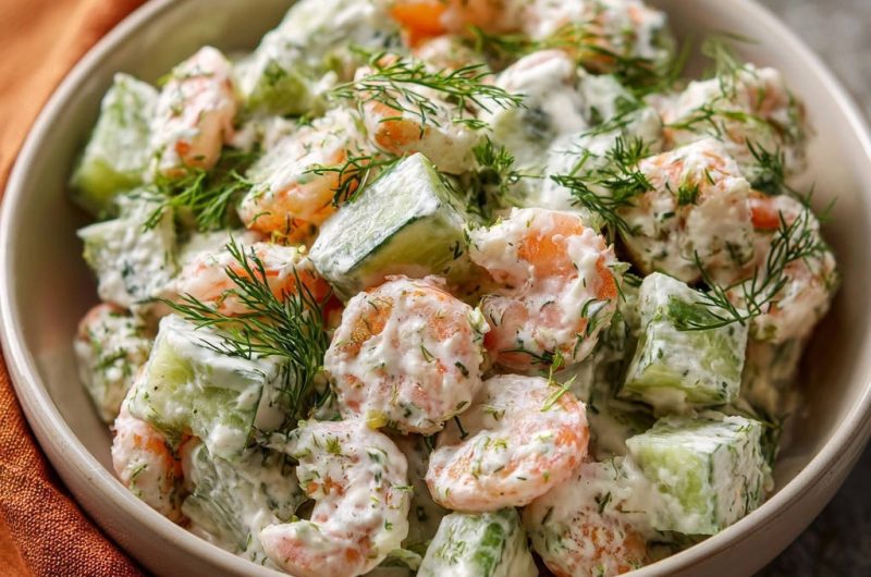 Frischer Garnelen-Gurken-Salat