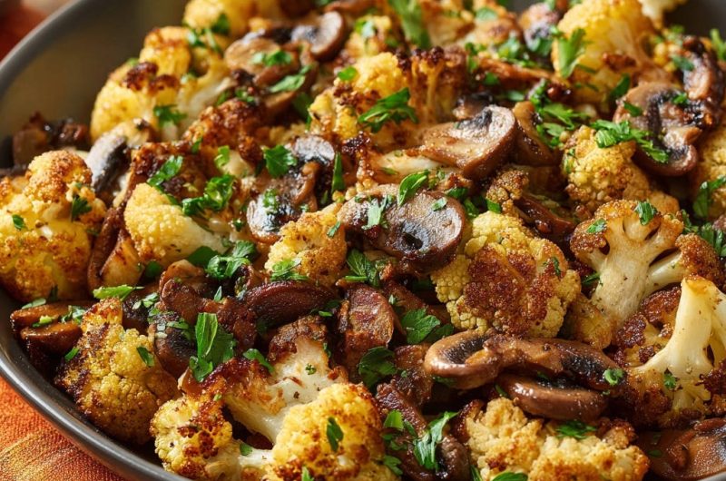 Gerösteter Blumenkohl mit Pilzen