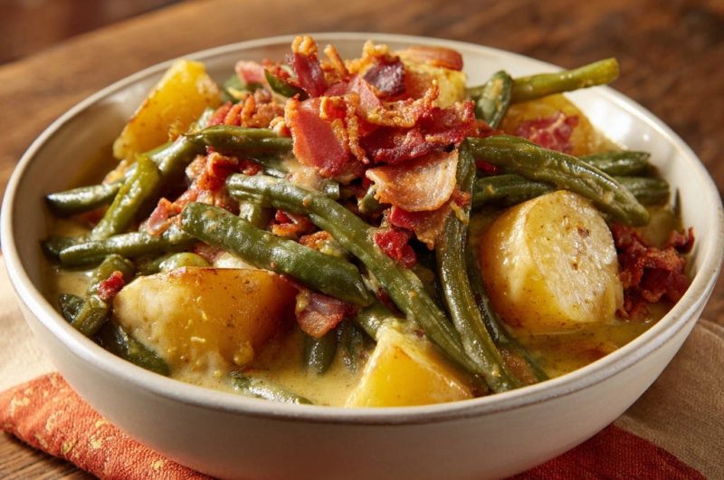 Herzhafter Bohnen-Kartoffel-Eintopf mit Speck