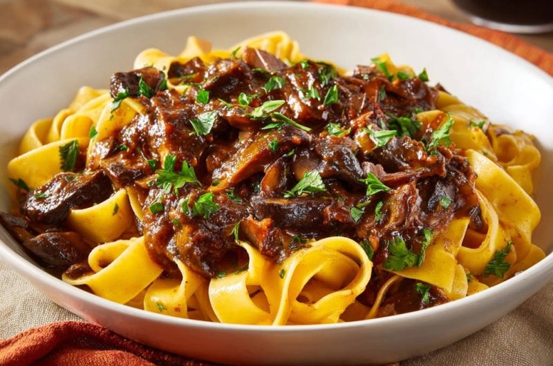 Herzhaftes Pappardelle mit Waldpilz-Ragout