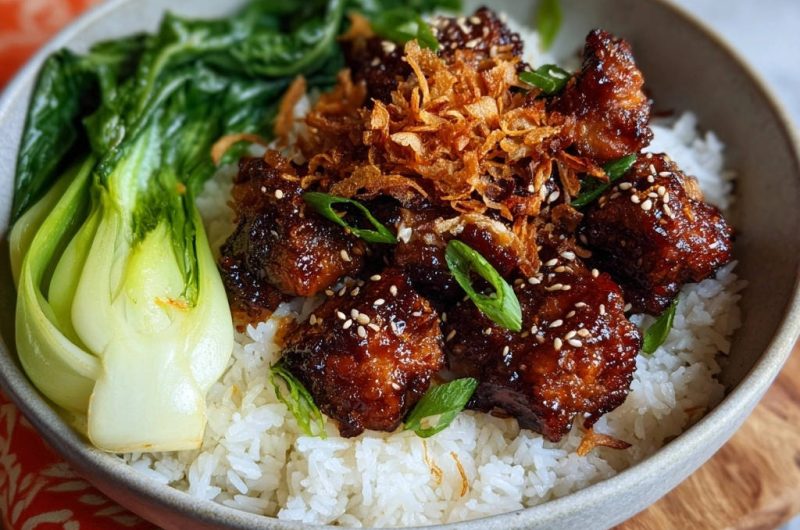 Knuspriges Asia-Hähnchen mit glänzender Glasur