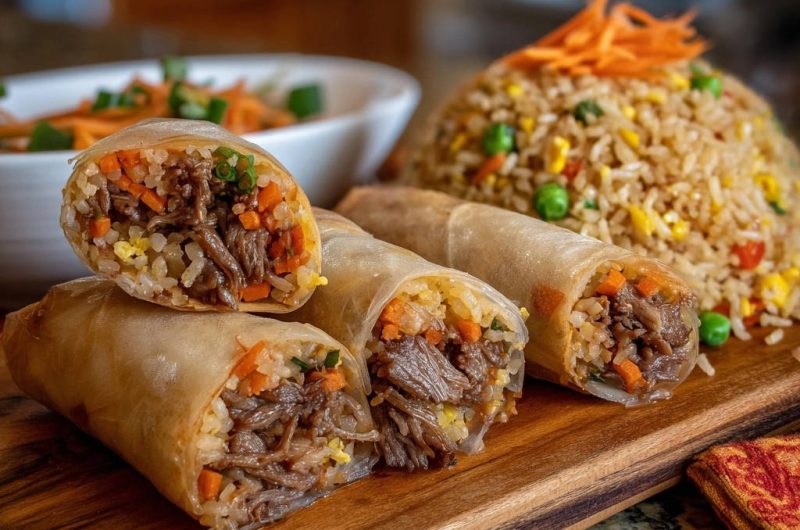 Rindfleisch-Fried-Rice-Sommerrollen