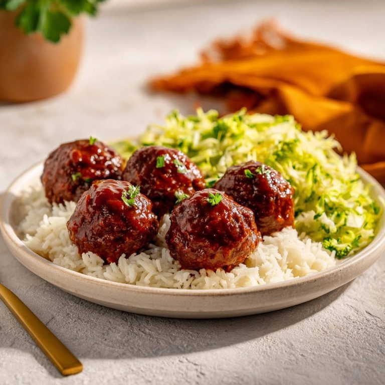 Saftige Hackbällchen in BBQ-Soße mit Reis und Zucchini: Nie wieder trocken!