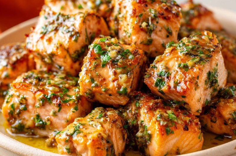 Saftige Lachs-Häppchen mit Knoblauch-Kräuter-Marinade