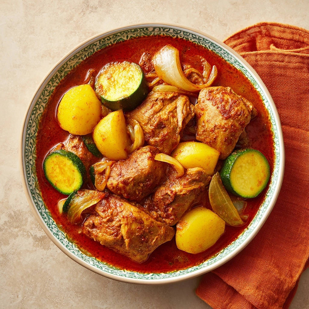 Herzhafter Hähnchen-Gemüse-Eintopf in einer Schüssel von oben gesehen, mit saftigem Huhn, Gemüse und einer reichen, aromatischen Sauce.