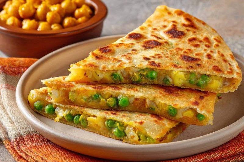 Aloo-Gobi-Mattar-Parathas mit gerösteten Kichererbsen (Nie wieder quillende Füllung!)