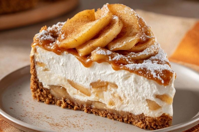 Apfel-Karamell-Cheesecake (Nie wieder Risse!)