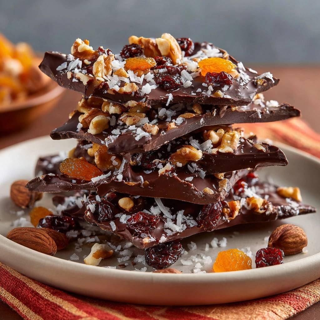 Walnuss-Aprikosen-Schokoladenbark (Nie wieder abfallende Toppings!)