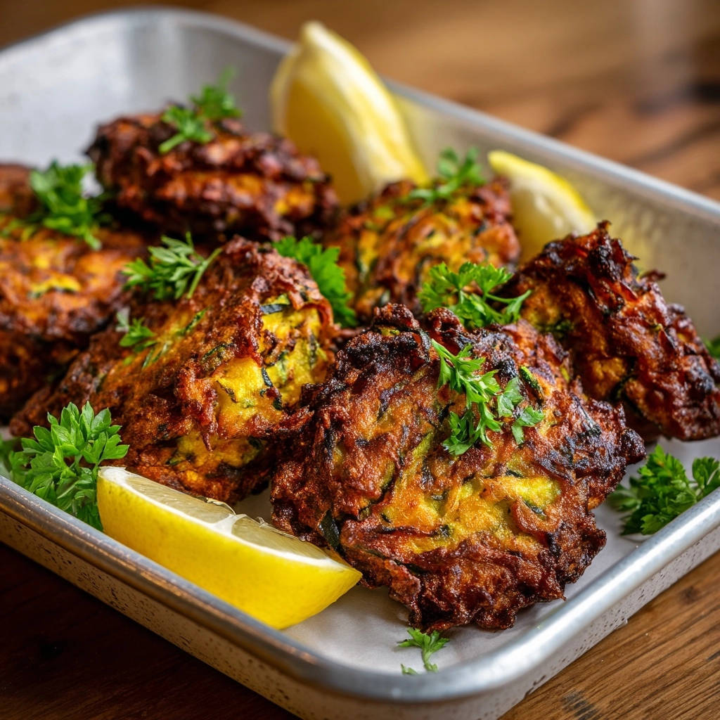 Knusprige Zucchini-Puffer mit Zitrone