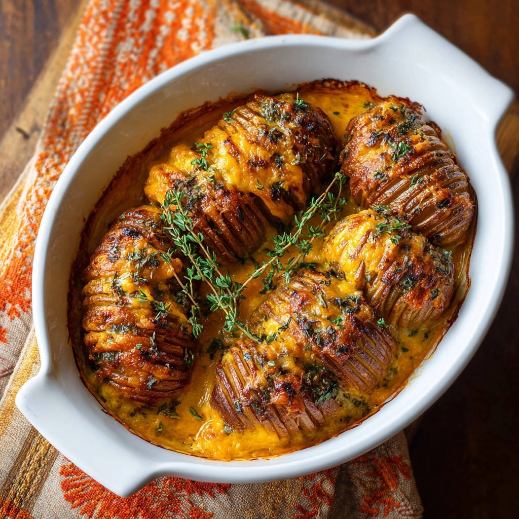 Überbackene Fächerkartoffeln mit Cremiger Käsesauce
