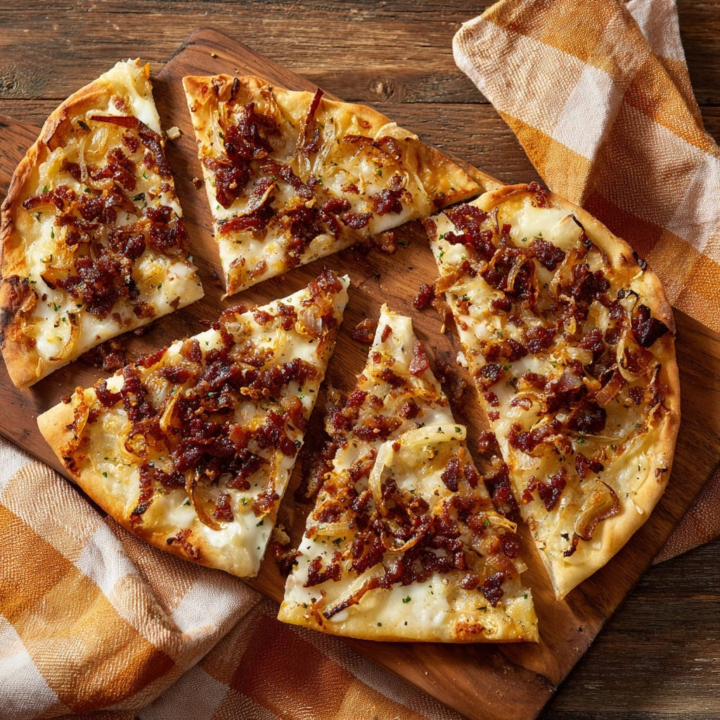 Herzhafter Zwiebel-Bacon-Fladen