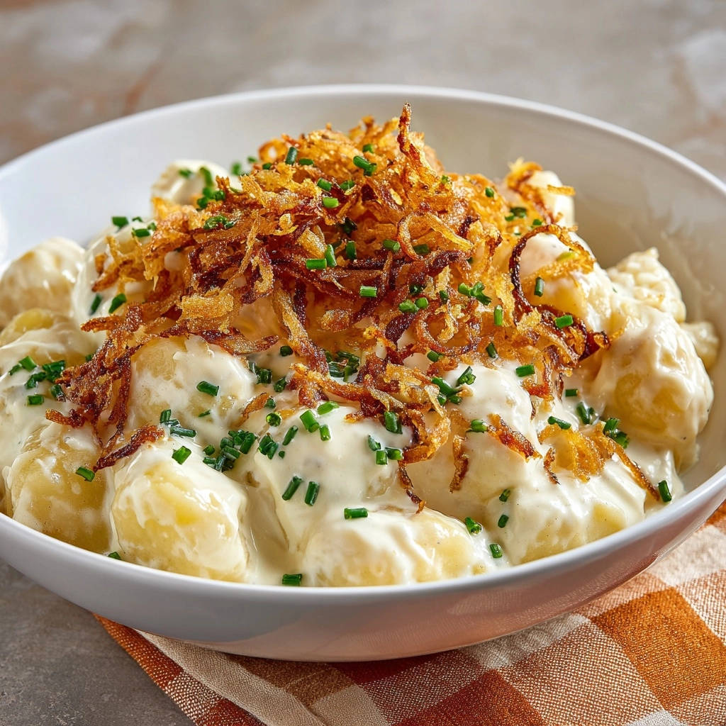 Cremige Kartoffelgnocchi mit Röstzwiebeln