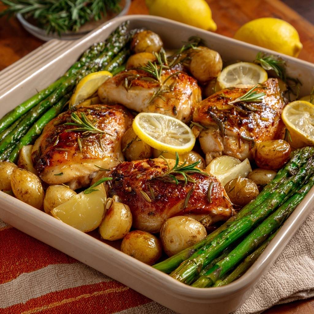 Zitronen-Rosmarin-Hähnchen mit Ofenkartoffeln