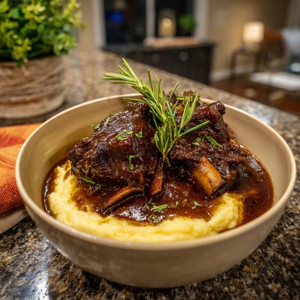 Butterzarte Rinderrippen mit Rosmarin und cremigem Püree